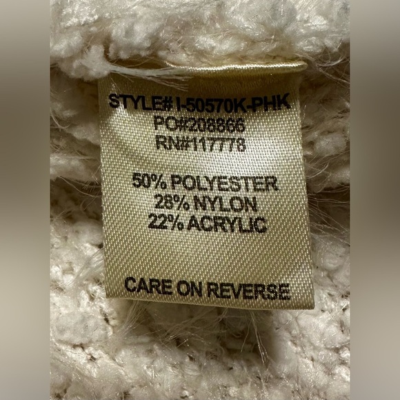 Lovestitch Ivory Gray Striped Cowl Neck Cozy Sweater Medium - Picture 7 of 7